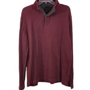Lachlan British Inspired M 100% Cotton Burgundy 1/4 Zipper LngSlv Men's Sweater.
